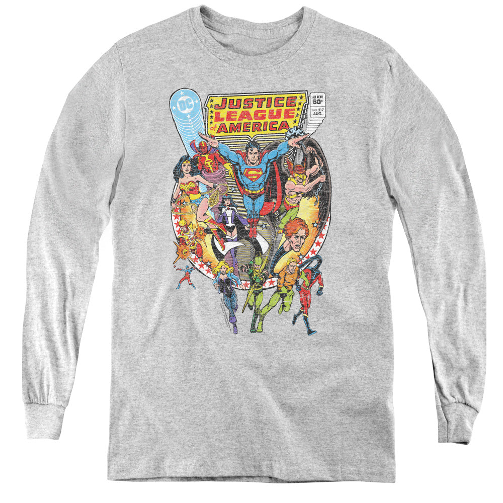 Justice League Team Up Long Sleeve Kids Youth T Shirt Athletic Heather