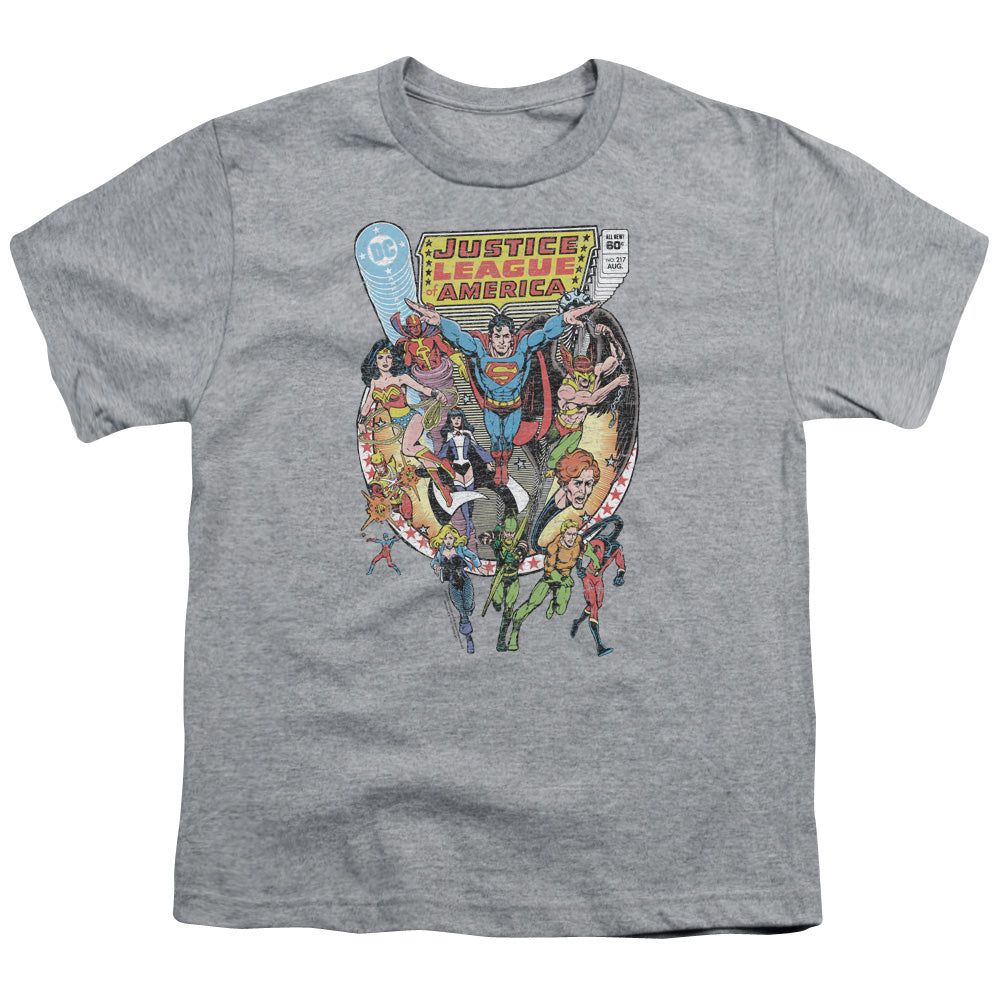 Justice League Team Up Kids Youth T Shirt Athletic Heather
