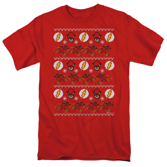 Dc Flash The Flash Ugly Christmas Sweater Mens T Shirt Red