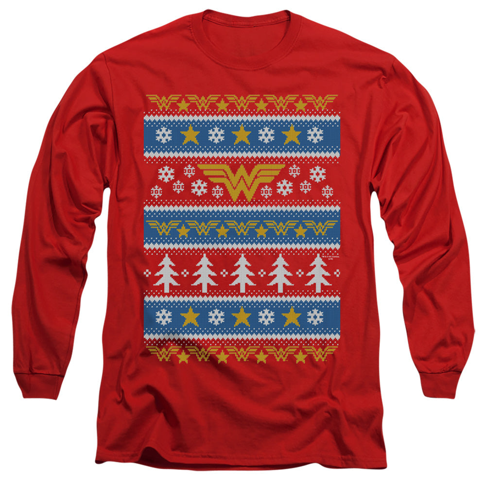 Dc Wonder Woman Wonder Woman Christmas Sweater Mens Long Sleeve Shirt Red