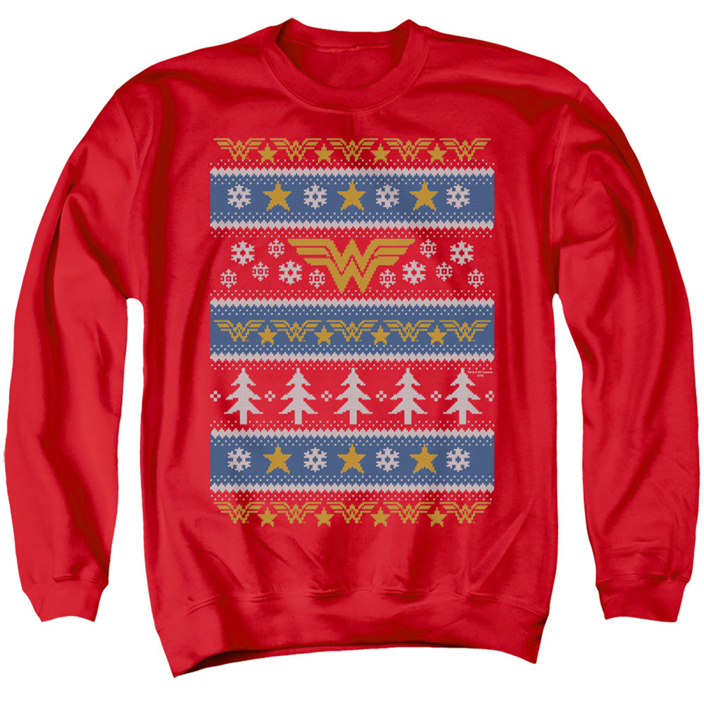 Dc Wonder Woman Wonder Woman Christmas Sweater Mens Crewneck Sweatshirt Red