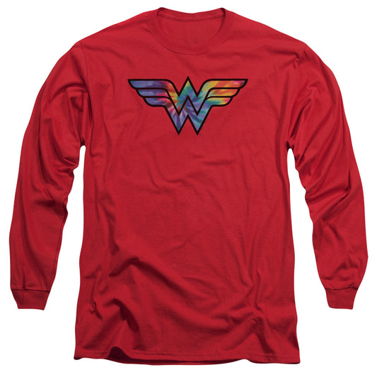 Wonder Woman Wonder Woman Tie Dye Logo Mens Long Sleeve Shirt Red