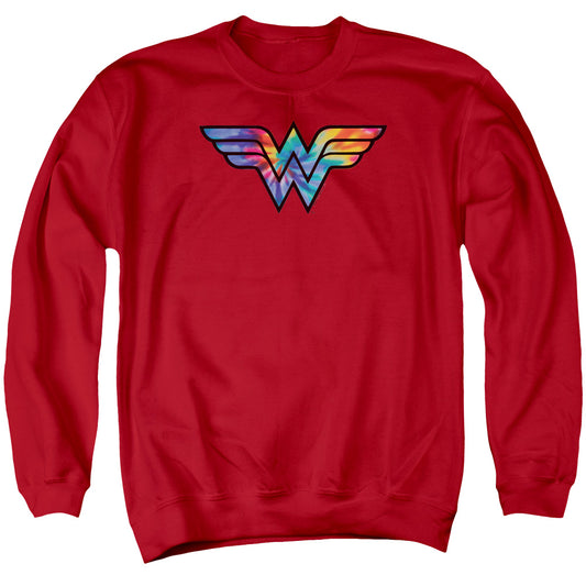 Wonder Woman Wonder Woman Tie Dye Logo Mens Crewneck Sweatshirt Red