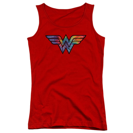 Wonder Woman Wonder Woman Tie Dye Logo Womens Tank Top Shirt Red