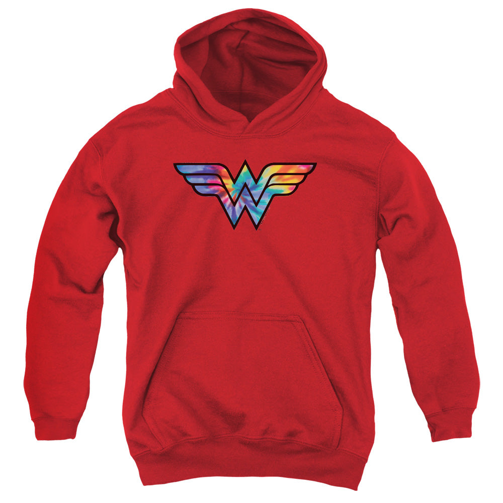 Wonder Woman Wonder Woman Tie Dye Logo Kids Youth Hoodie Red