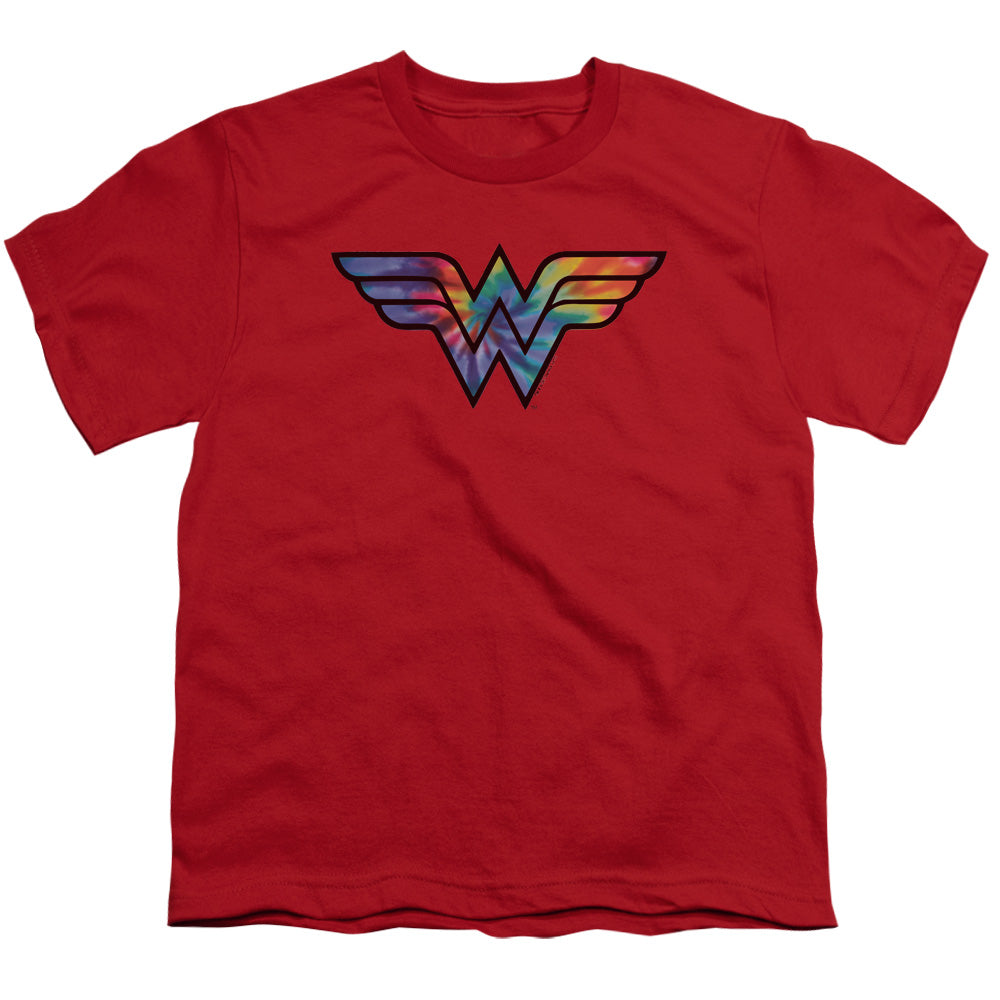 Wonder Woman Wonder Woman Tie Dye Logo Kids Youth T Shirt Red