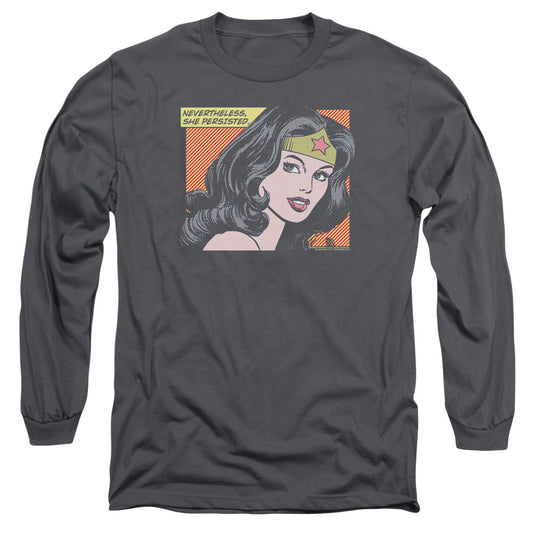 Wonder Woman She Persisted Mens Long Sleeve Shirt Charcoal