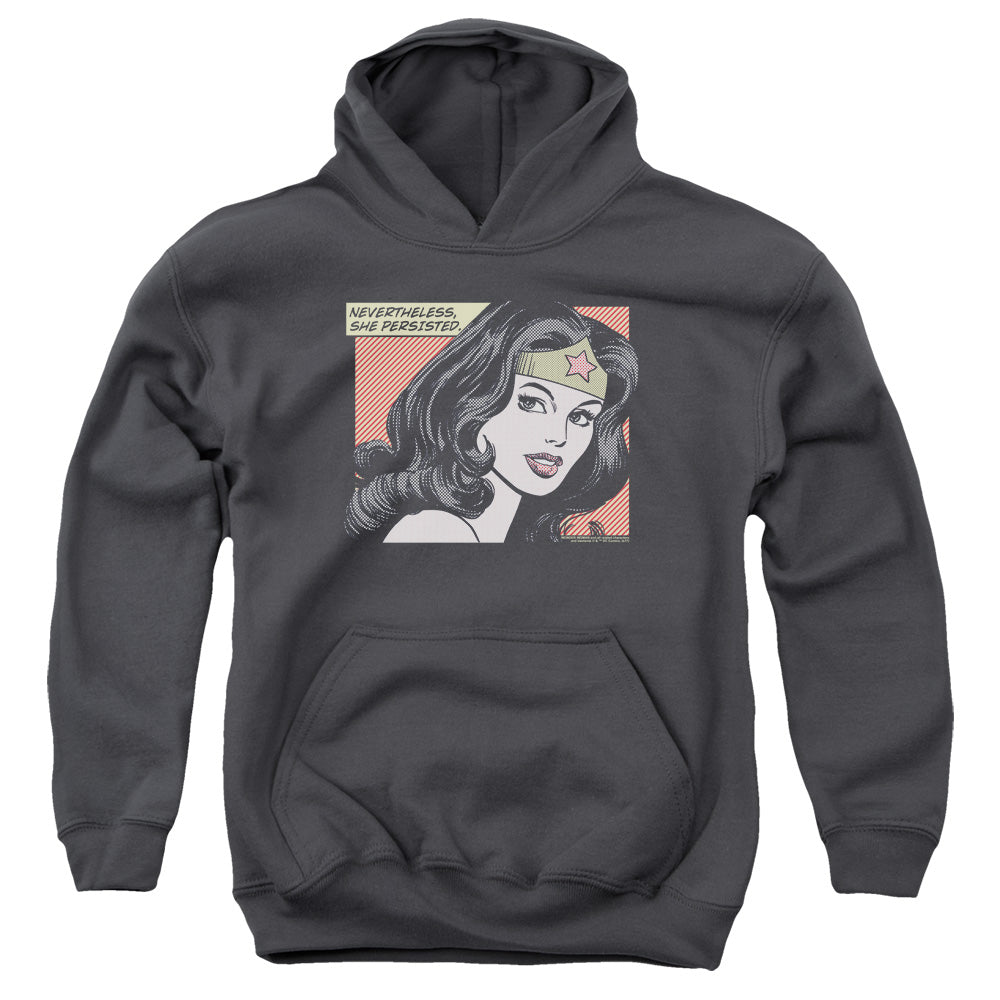 Wonder Woman She Persisted Kids Youth Hoodie Charcoal