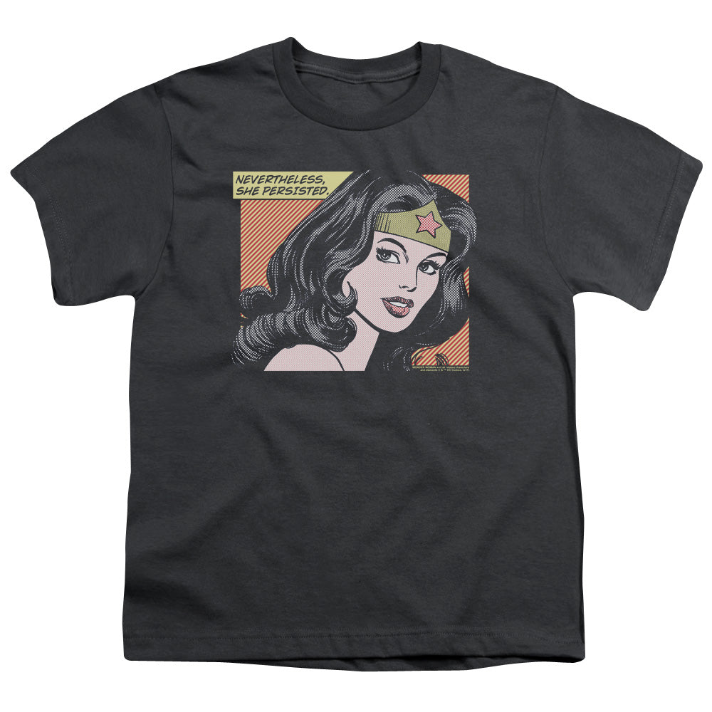 Wonder Woman She Persisted Kids Youth T Shirt Charcoal