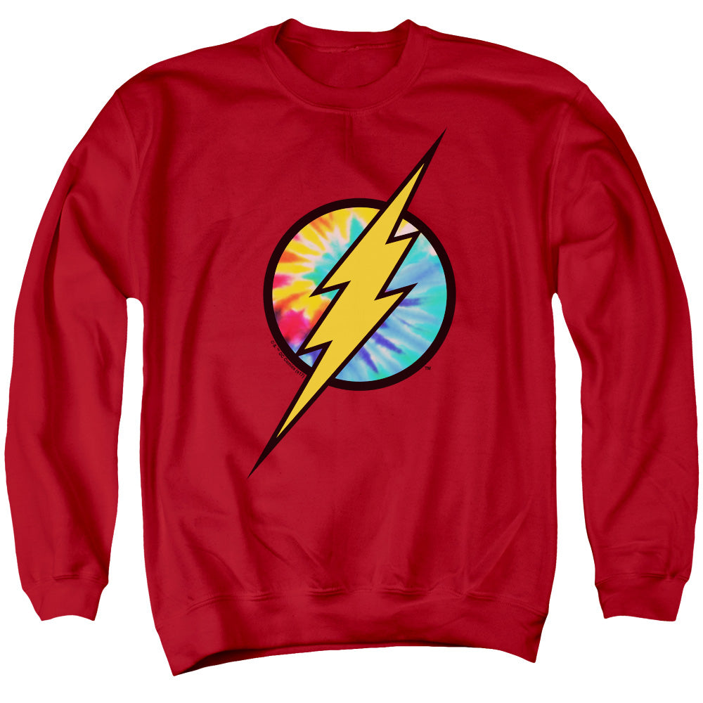 Dc Flash Tie Dye Flash Logo Mens Crewneck Sweatshirt Red