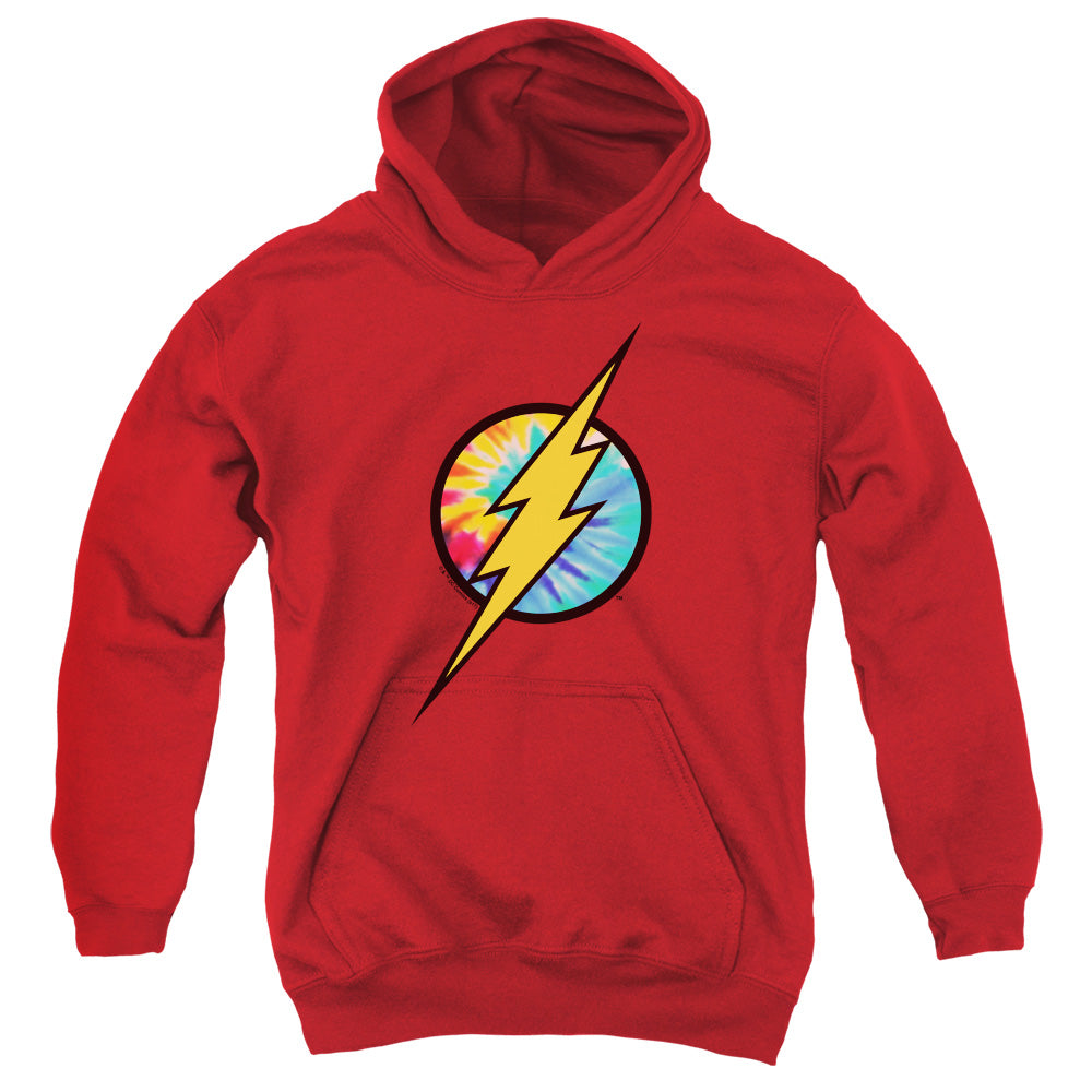 Dc Flash Tie Dye Flash Logo Kids Youth Hoodie Red