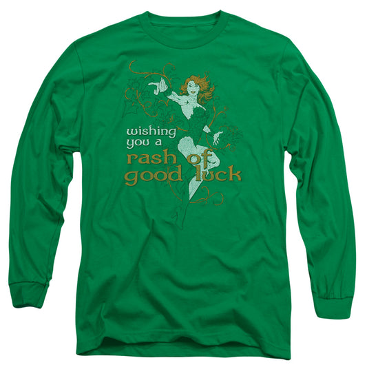 Justice League Rash of Good Luck Mens Long Sleeve Shirt Kelly Green