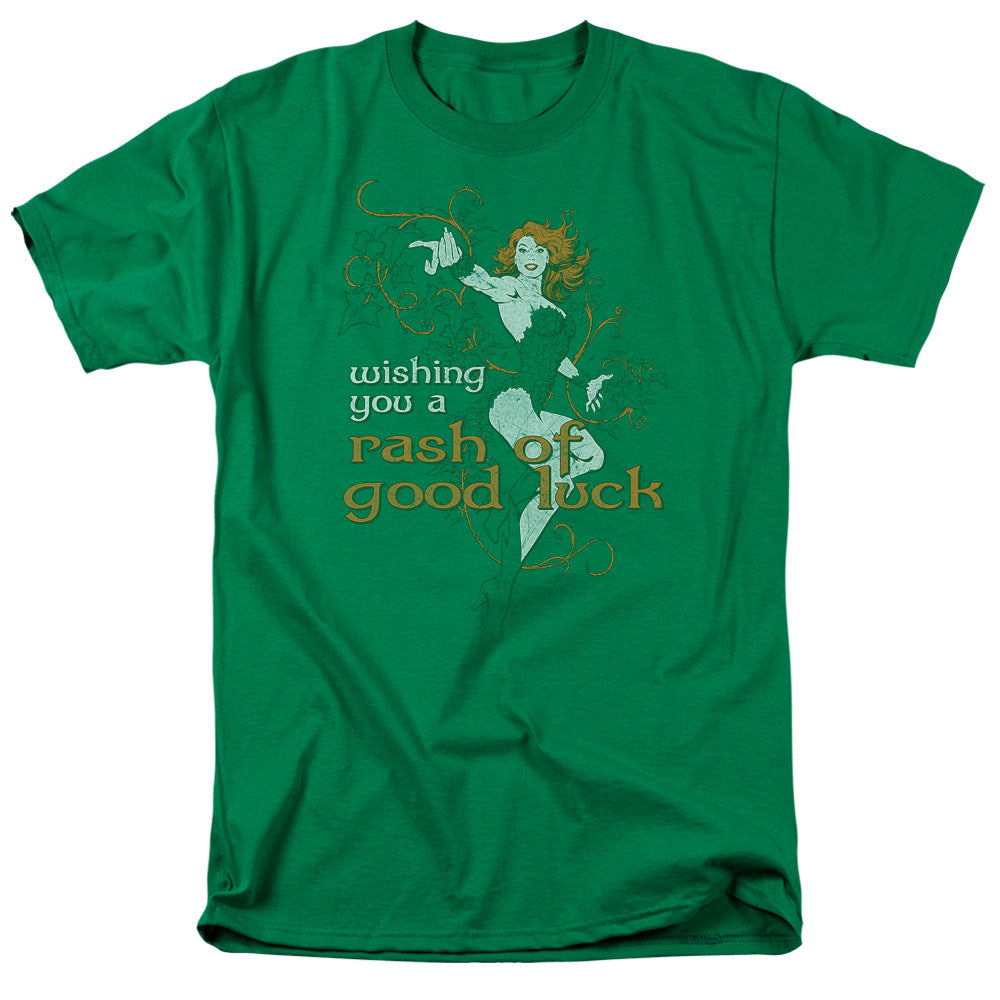 Justice League Rash of Good Luck Mens T Shirt Kelly Green
