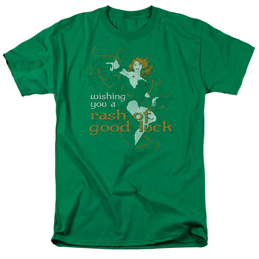 Justice League Rash of Good Luck Mens T Shirt Kelly Green