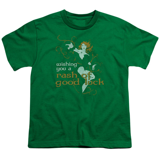 Justice League Rash of Good Luck Kids Youth T Shirt Kelly Green