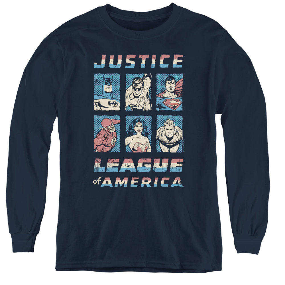 Justice League American League Long Sleeve Kids Youth T Shirt Navy Blue