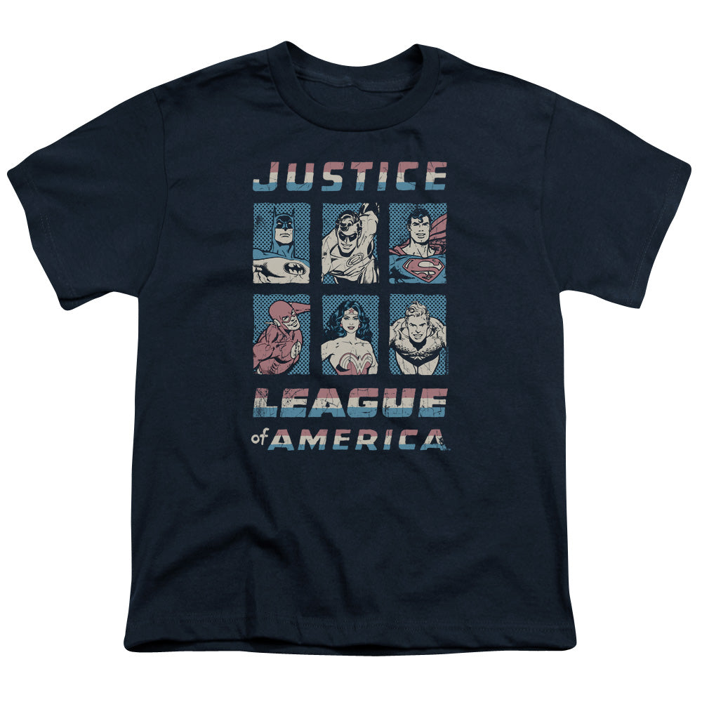 Justice League American League Kids Youth T Shirt Navy Blue