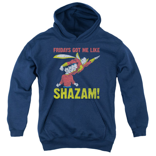 Justice League Fridays Got Me Like Kids Youth Hoodie Navy Blue