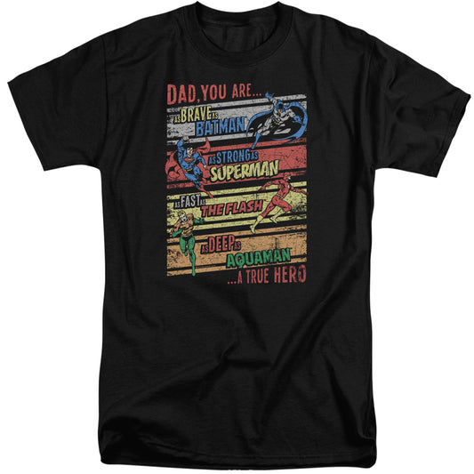 Justice League a True Hero Mens Tall T Shirt Black
