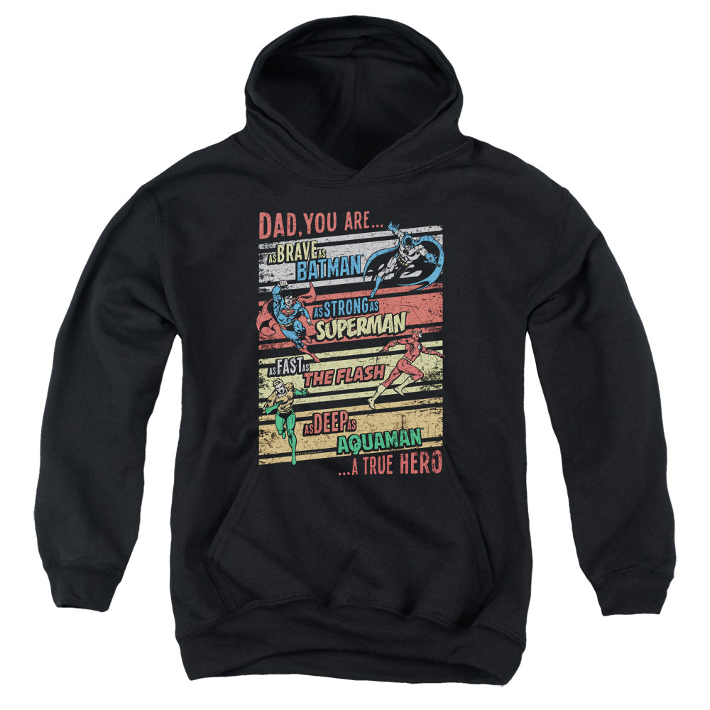 Justice League a True Hero Kids Youth Hoodie Black