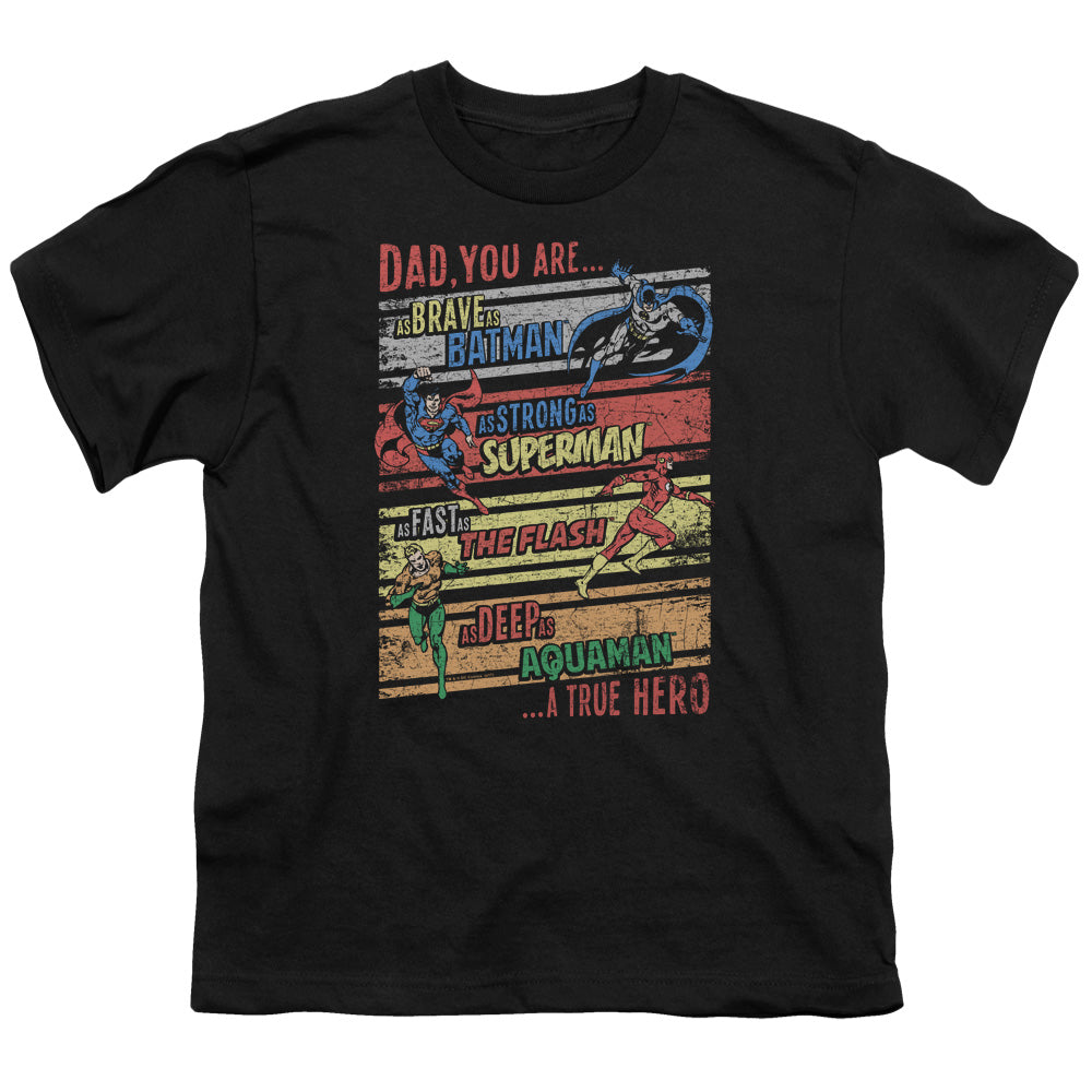 Justice League a True Hero Kids Youth T Shirt Black
