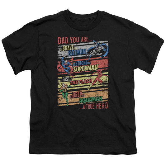 Justice League a True Hero Kids Youth T Shirt Black