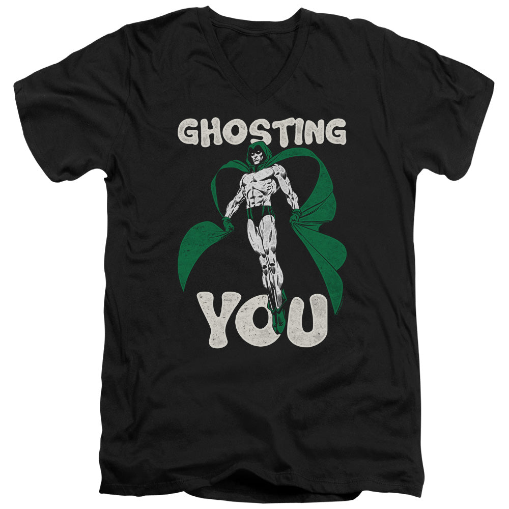 Justice League Ghosting Mens Slim Fit V-Neck T Shirt Black