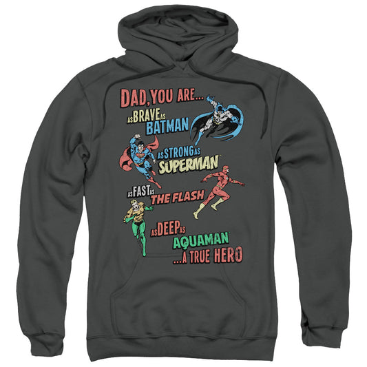 Justice League Dad Hero Mens Hoodie Charcoal