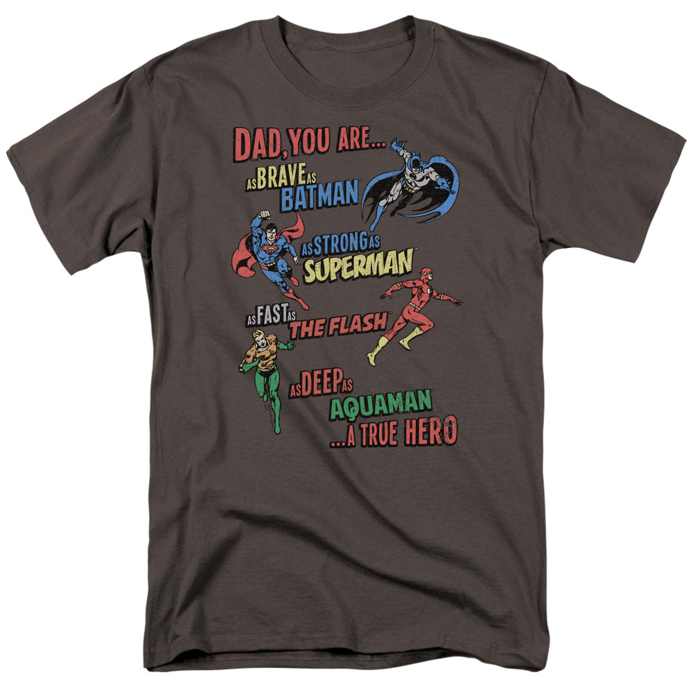Justice League Dad Hero Mens T Shirt Charcoal