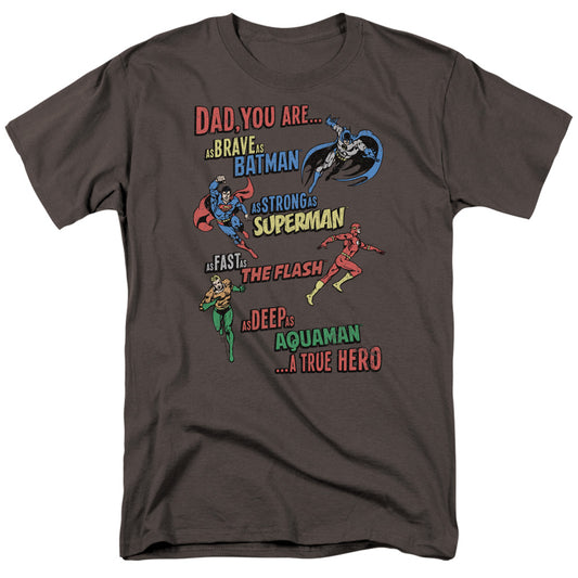 Justice League Dad Hero Mens T Shirt Charcoal