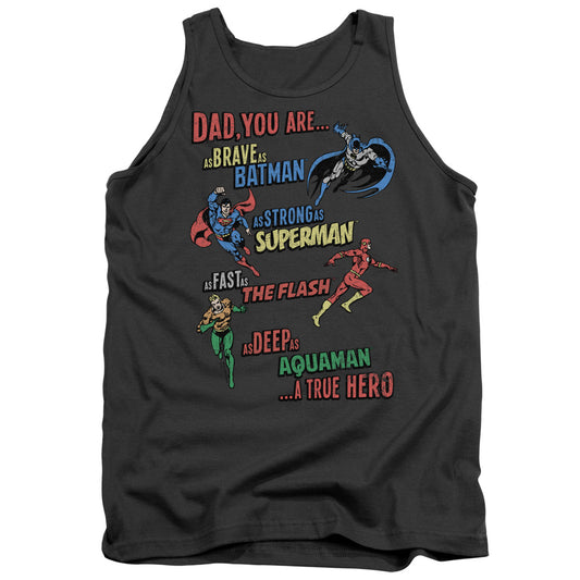 Justice League Dad Hero Mens Tank Top Shirt Charcoal