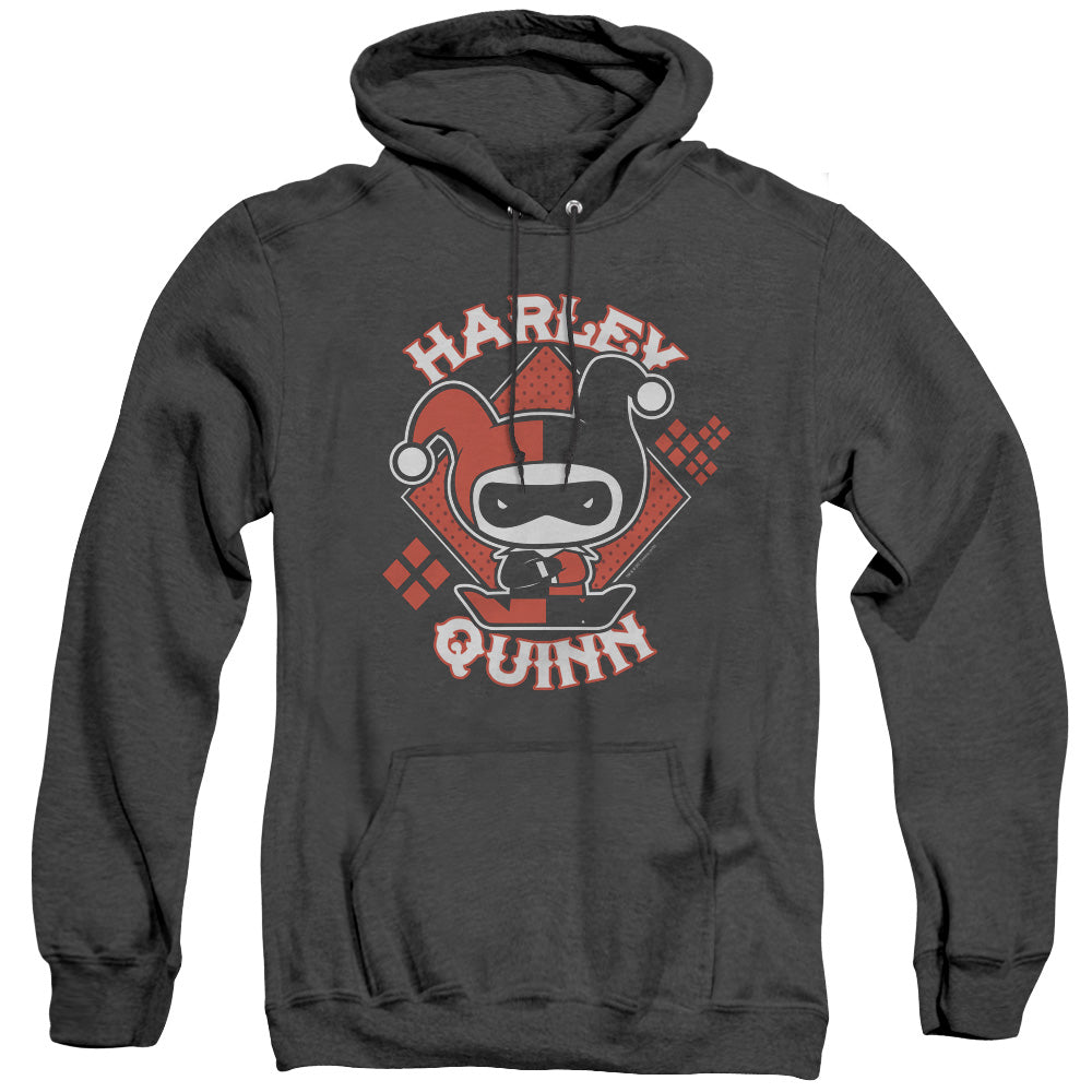 Justice League Of America Harley Chibi Mens Heather Hoodie Black Officially Licensed