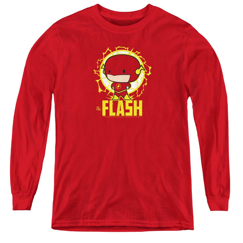 Dc Flash Flash Chibi Long Sleeve Kids Youth T Shirt Red