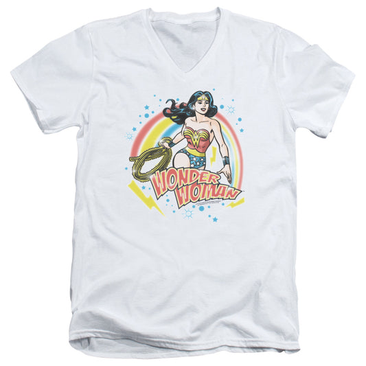 Wonder Woman Wonder Airbrush Mens Slim Fit V-Neck T Shirt White