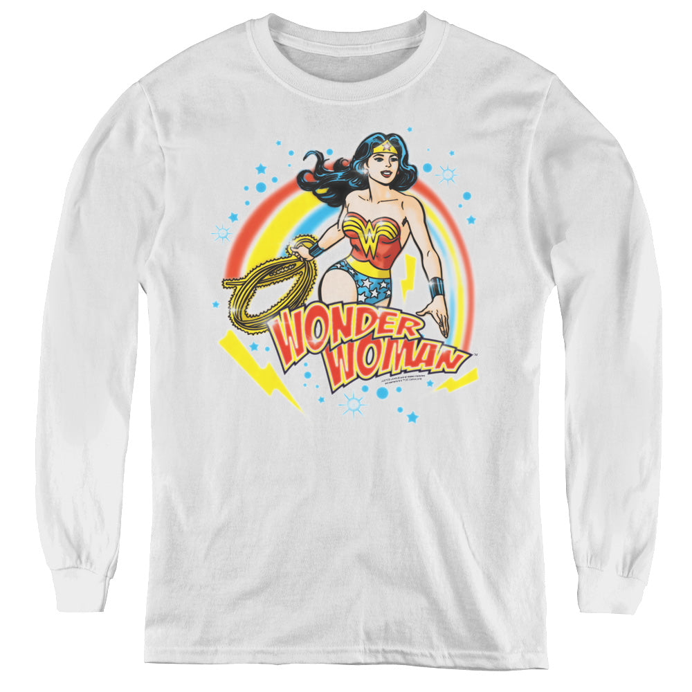 Wonder Woman Wonder Airbrush Long Sleeve Kids Youth T Shirt White