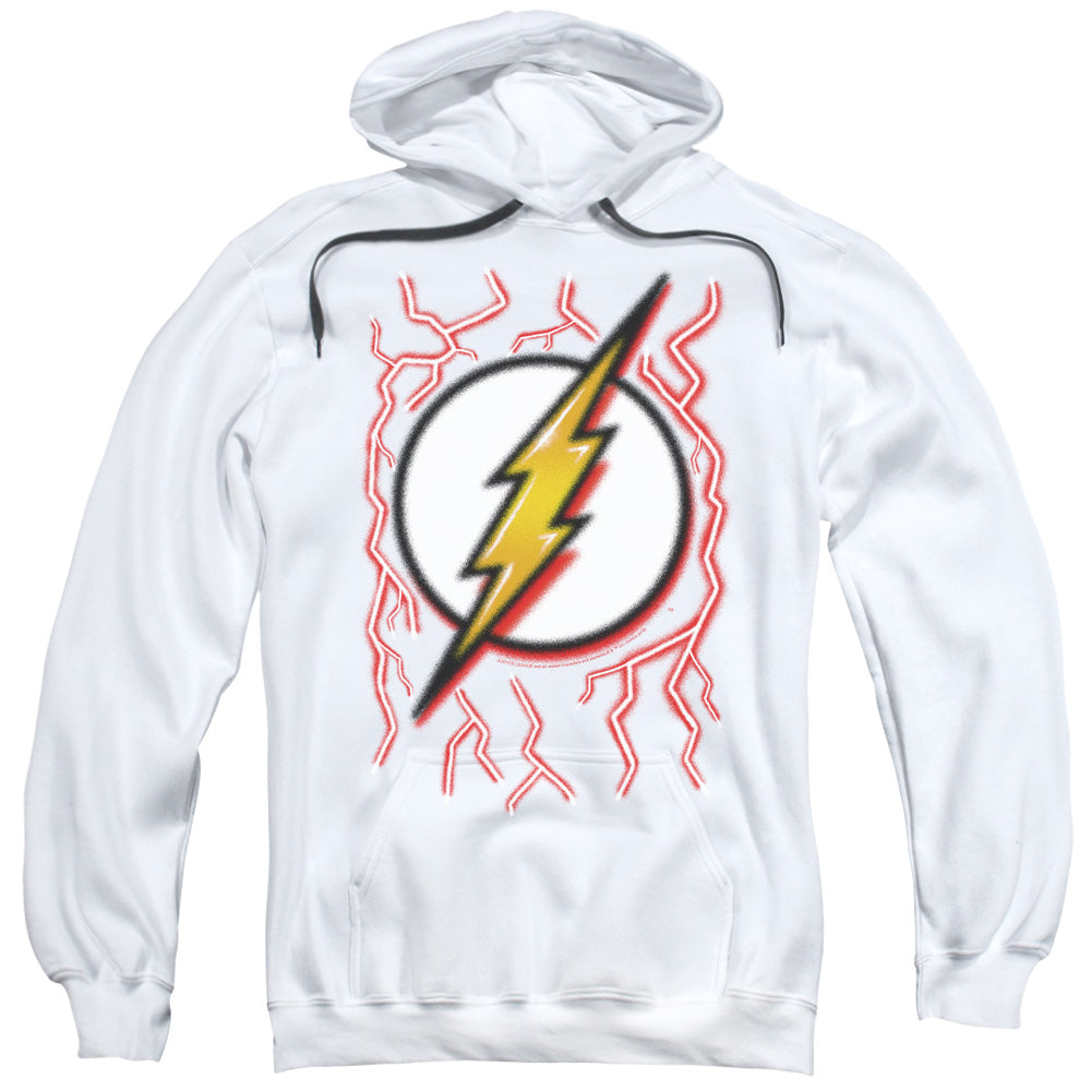 Dc Flash Airbrush Bolt Mens Hoodie White