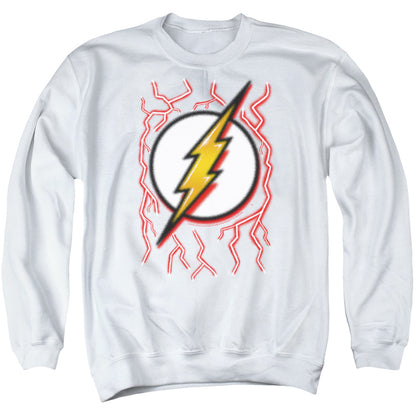 Dc Flash Airbrush Bolt Mens Crewneck Sweatshirt White