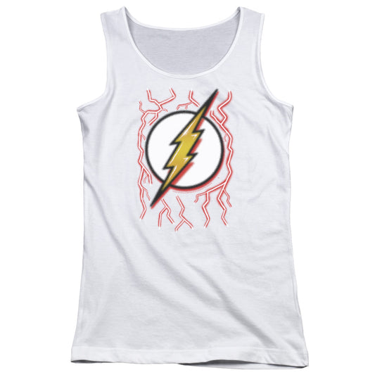 Dc Flash Airbrush Bolt Womens Tank Top Shirt White