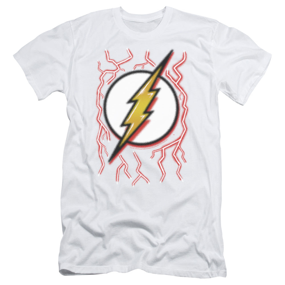 Dc Flash Airbrush Bolt Slim Fit Mens T Shirt White