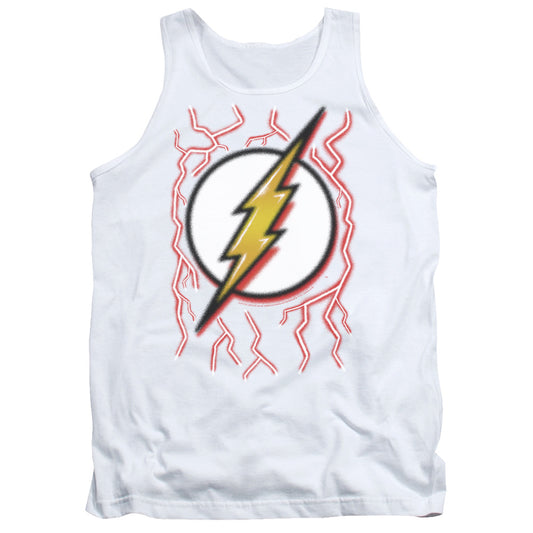 Dc Flash Airbrush Bolt Mens Tank Top Shirt White