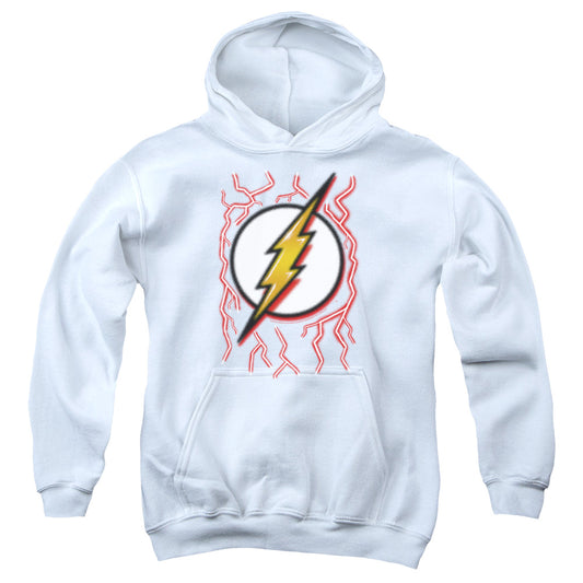 Dc Flash Airbrush Bolt Kids Youth Hoodie White