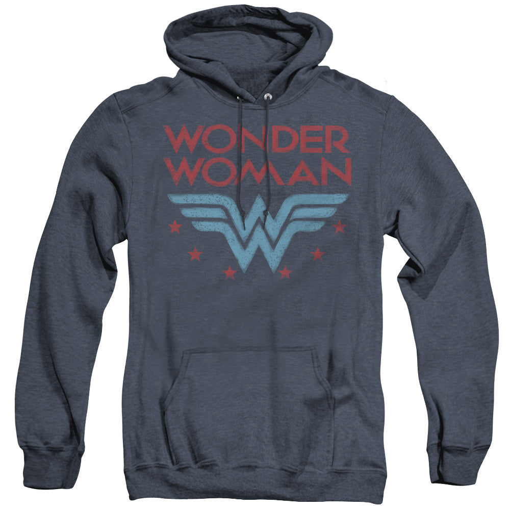 Wonder Woman Wonder Stars Heather Mens Hoodie Navy Blue