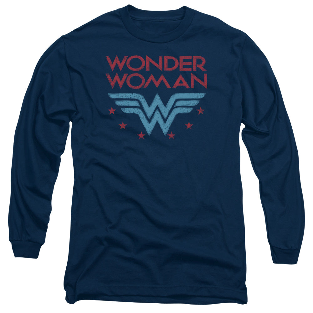 Wonder Woman Wonder Stars Mens Long Sleeve Shirt Navy Blue