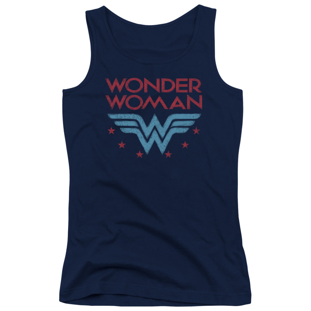 Wonder Woman Wonder Stars Womens Tank Top Shirt Navy Blue