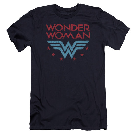 Wonder Woman Wonder Stars Premium Bella Canvas Slim Fit Mens T Shirt Navy Blue