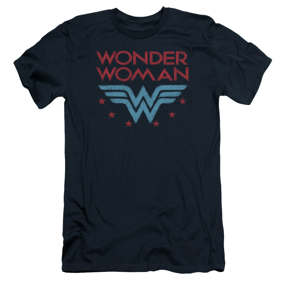 Wonder Woman Wonder Stars Slim Fit Mens T Shirt Navy Blue