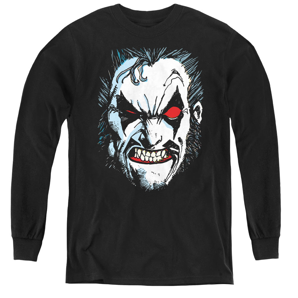 Justice League in Lo Face Long Sleeve Kids Youth T Shirt Black