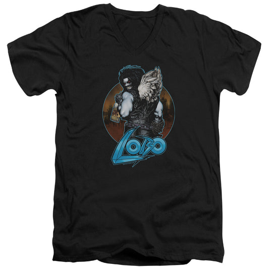 Justice League Gut Rot Mens Slim Fit V-Neck T Shirt Black