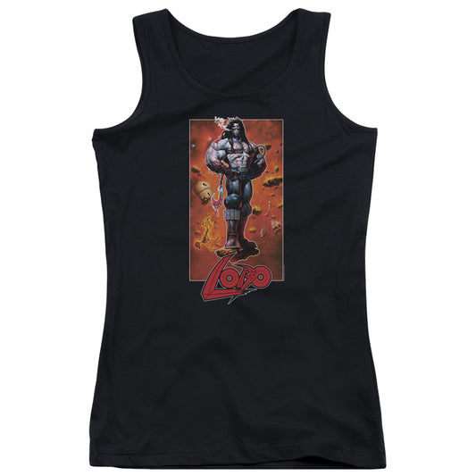 Justice League Lobo Pose Womens Tank Top Shirt Black