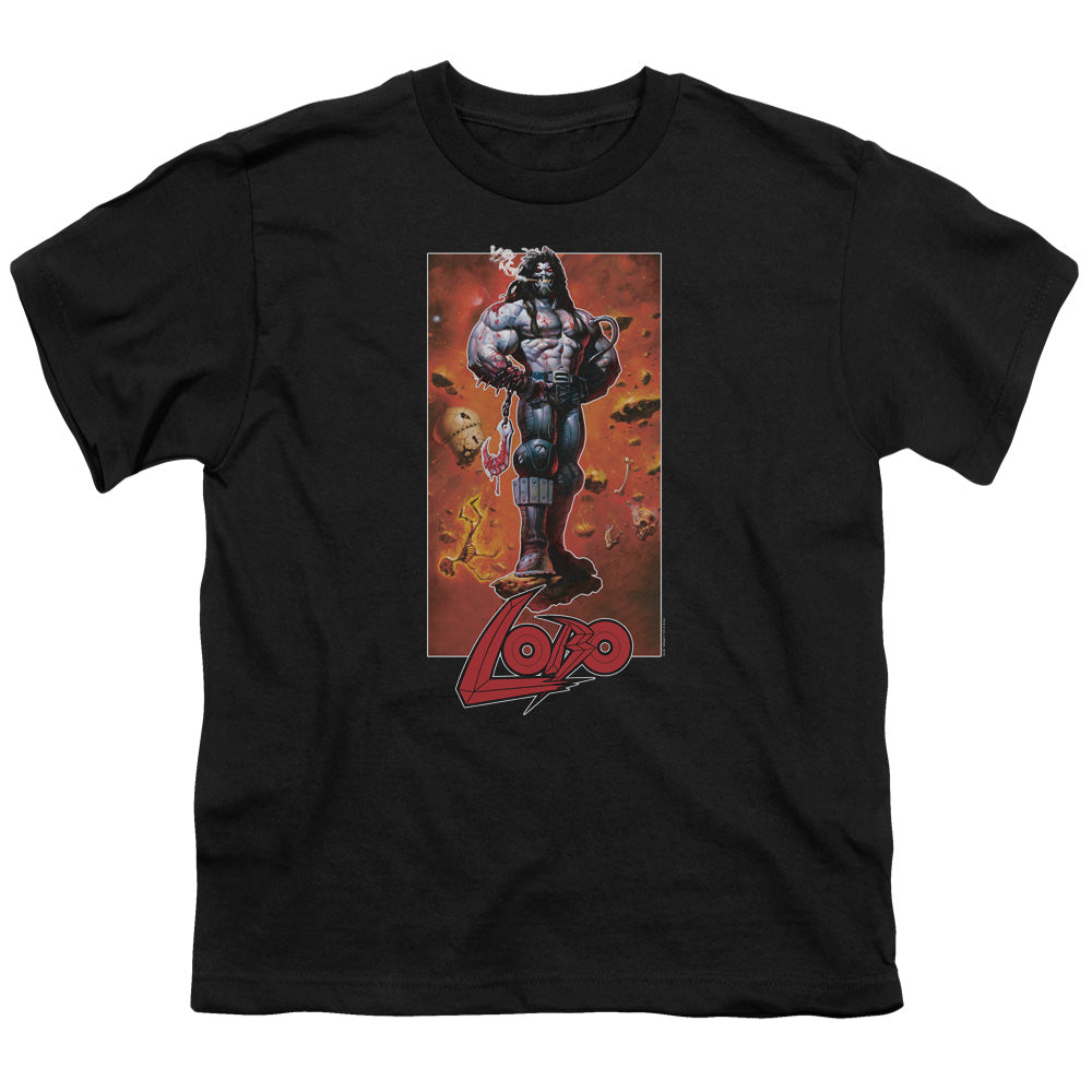 Justice League Lobo Pose Kids Youth T Shirt Black